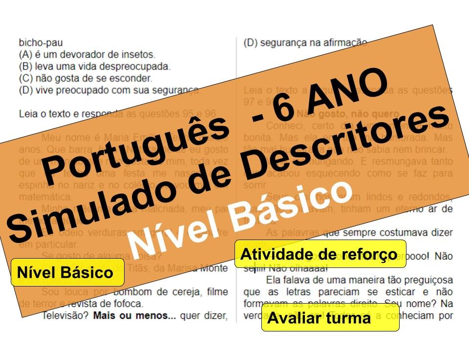 Nível Básico - Atividade/Simulado de Português para 6º ano 2 Simulado 2 6ºano português