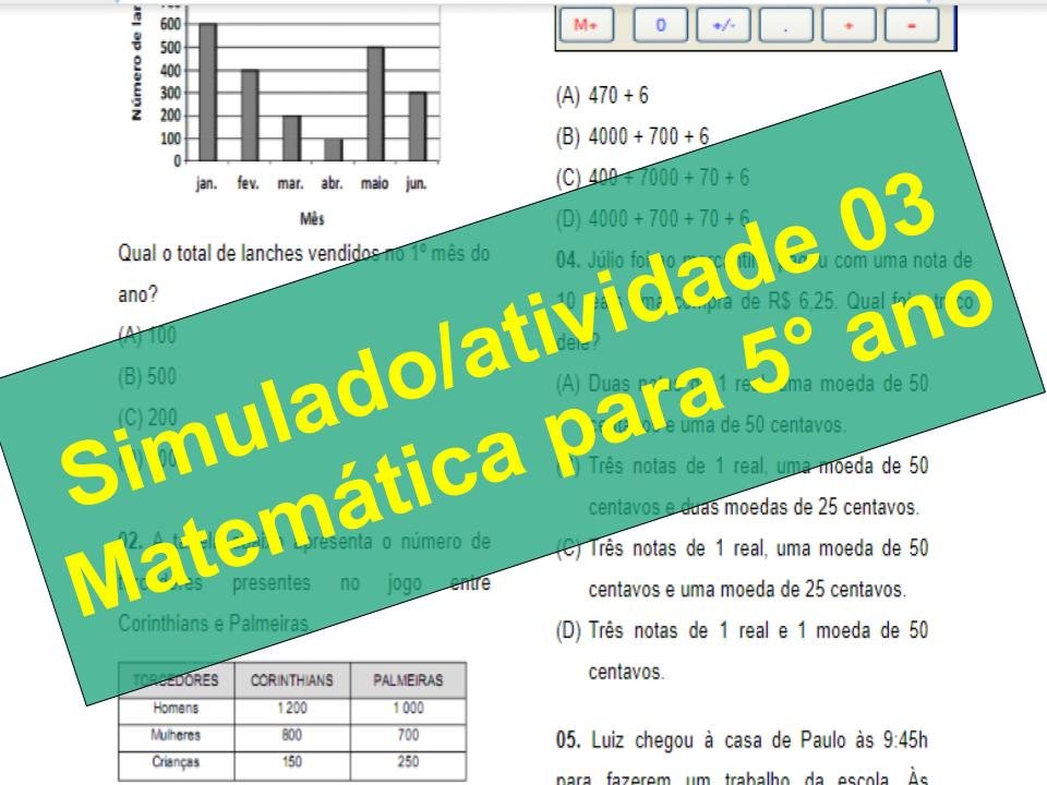 Simulado2Fatividade 03 Matemática para 5° ano