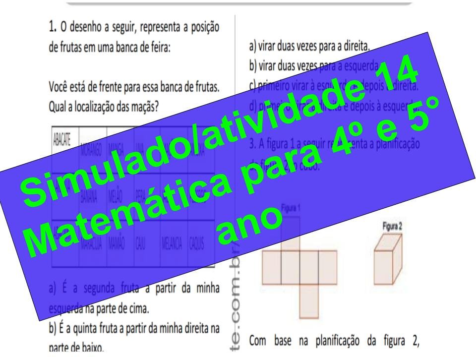 Início - new 53 Simulado2Fatividade 14 Matemática para 4º e 5° ano