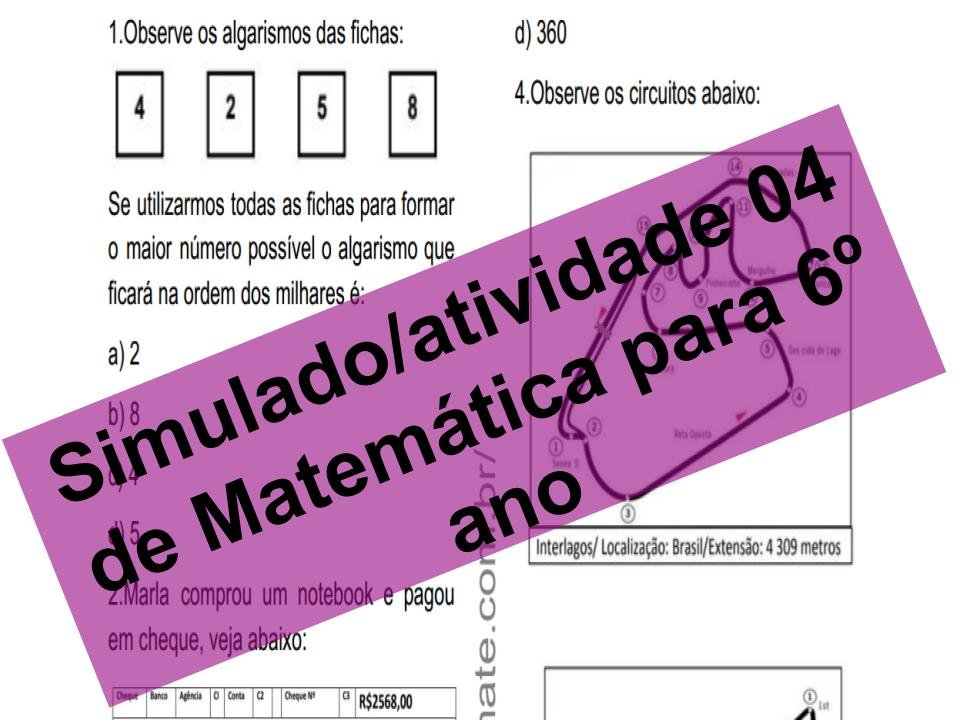 Início - new 37 Simulado Aatividade 04 de Matemática para 6º ano 1