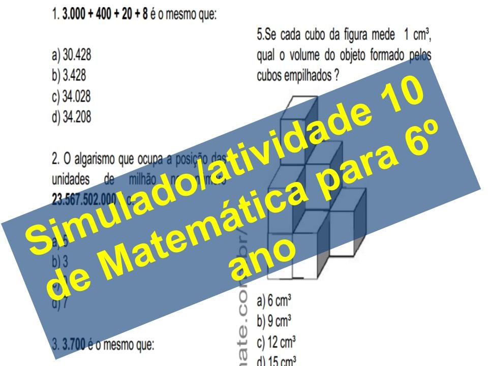 Simulado atividade 10 de Matemática para 6º ano 1