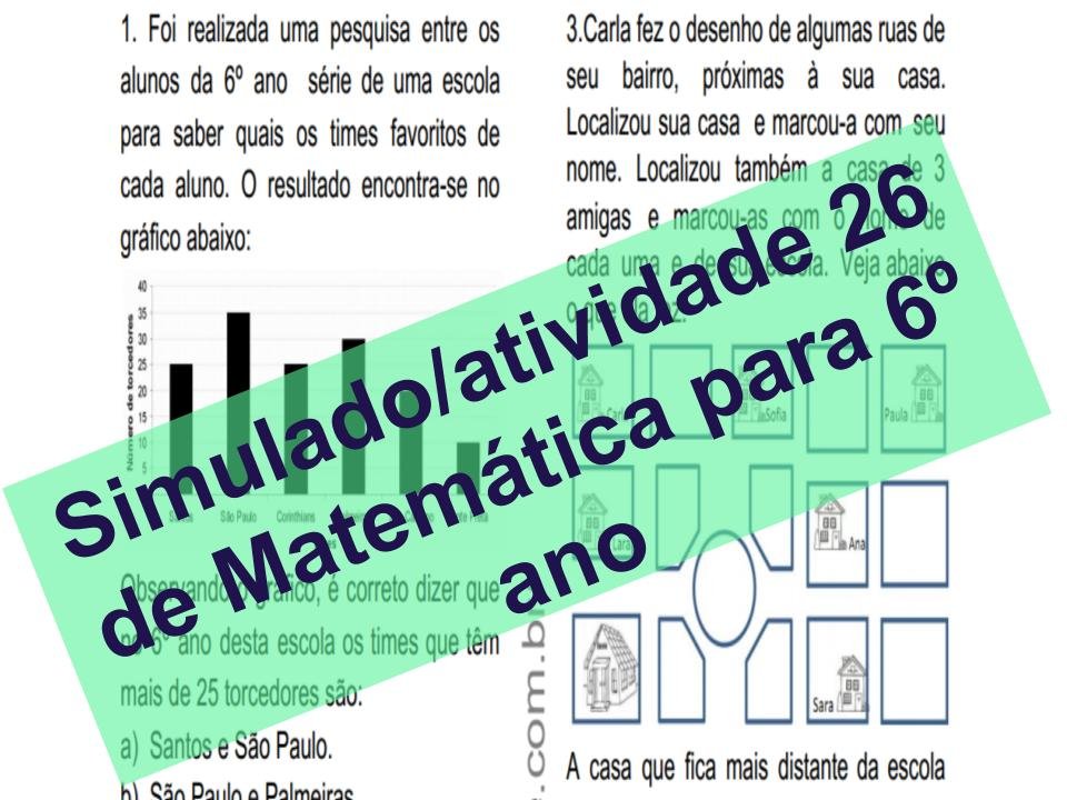 Simulado atividade 26 de Matemática para 6º ano