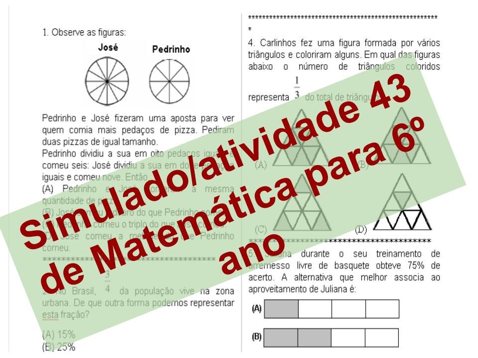 Simulado/Atividade 43 Matemática para 6º ano 11 SIMULADO 43