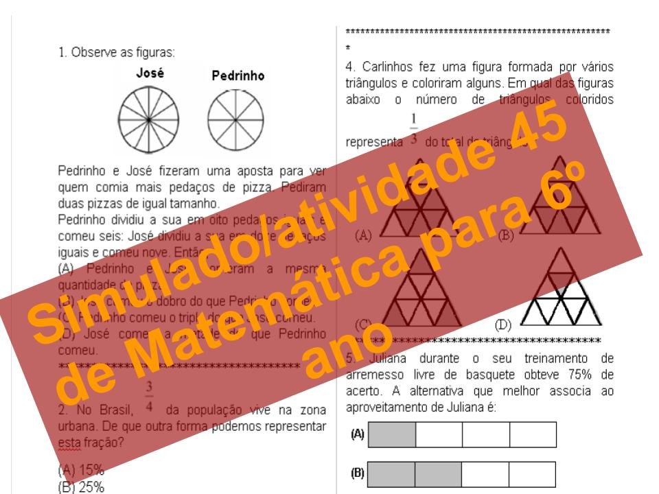 Simulado/Atividade 45 Matemática para 6º ano 8 SIMULADO 45