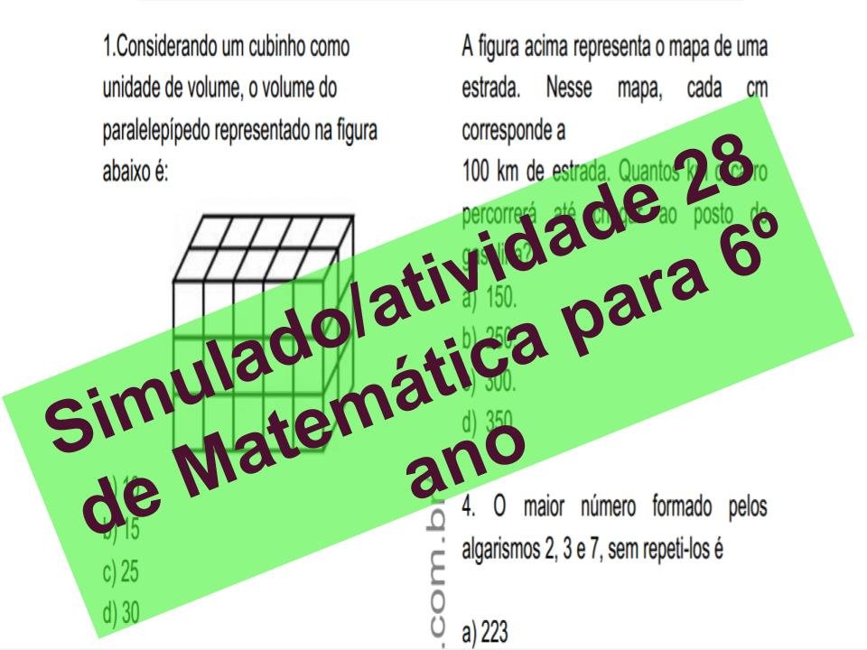 Simulado atividade 28 de Matemática para 6º ano