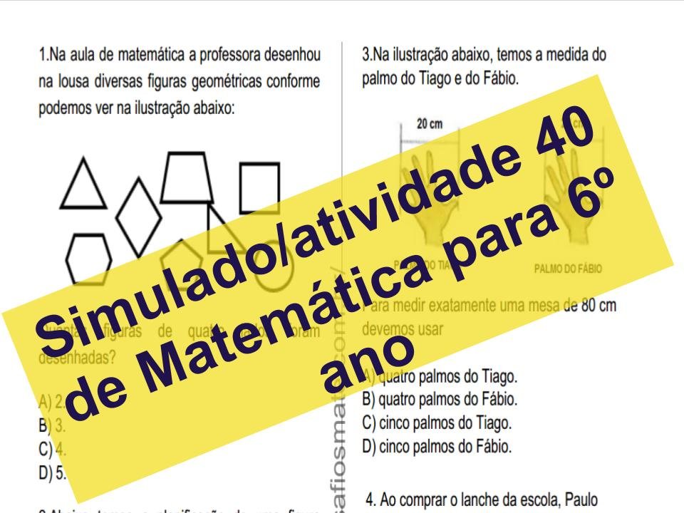 Simulado atividade 40 de Matemática para 6º ano