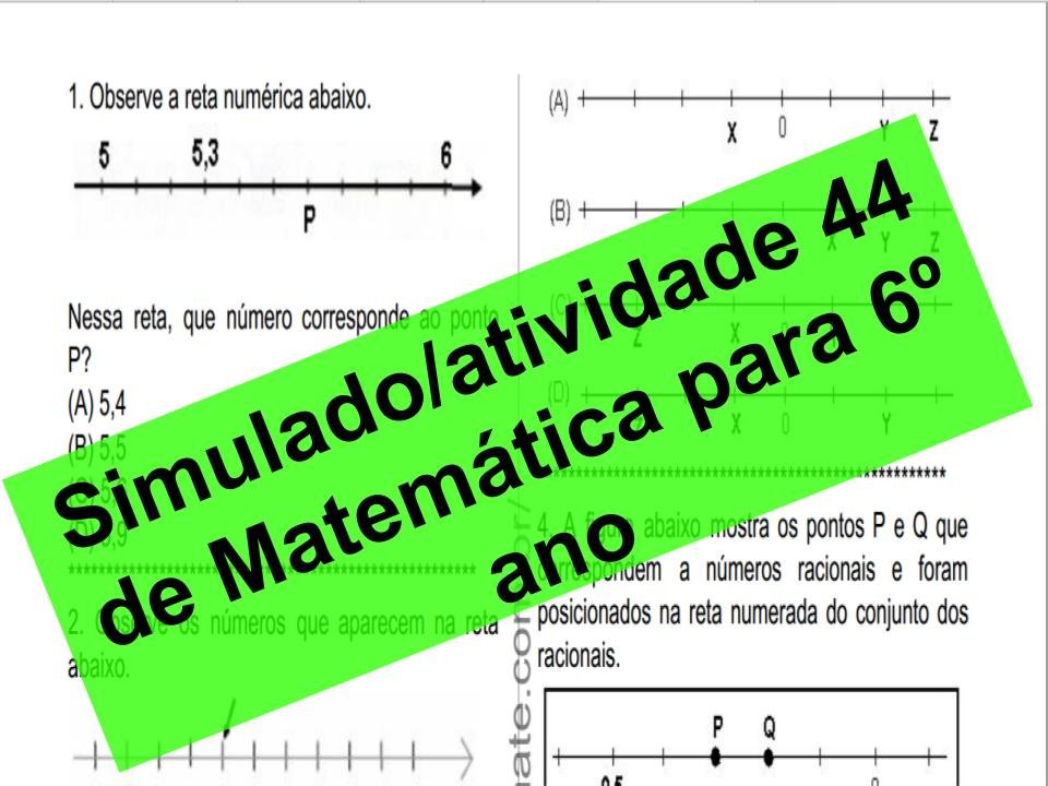 Simulado atividade 44 de Matemática para 6º ano