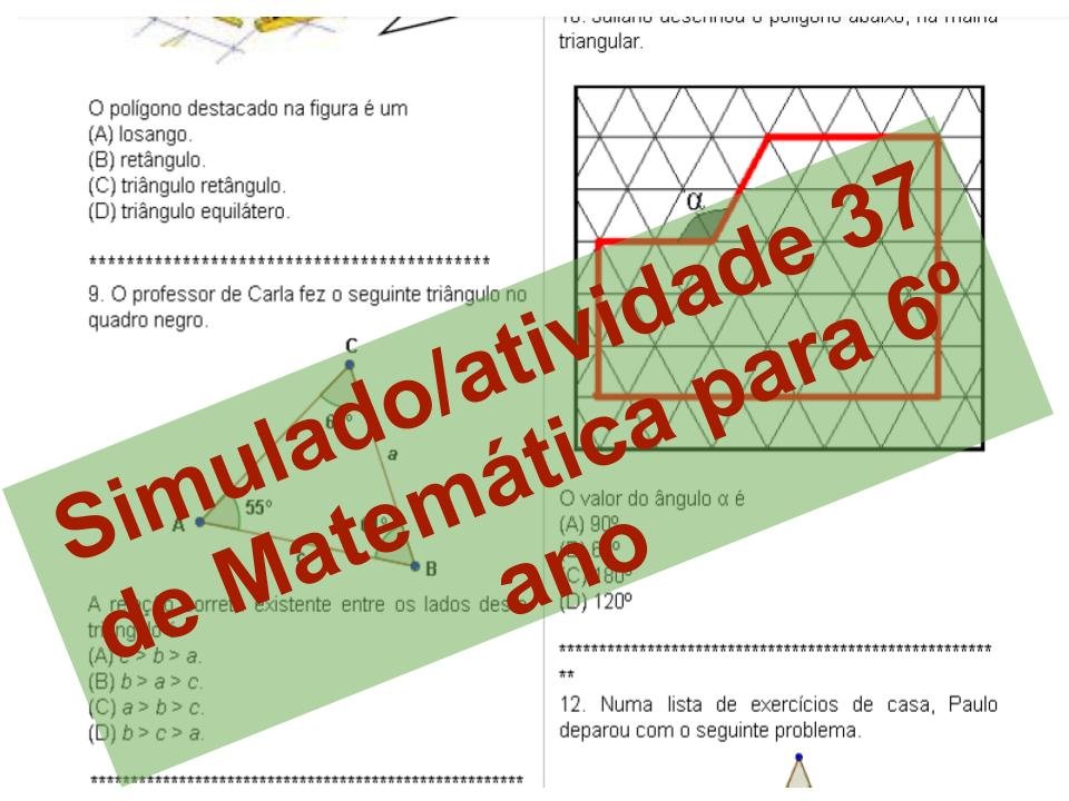 Simulado/Atividade 37 Matemática para 6º ano 4 simulado 37