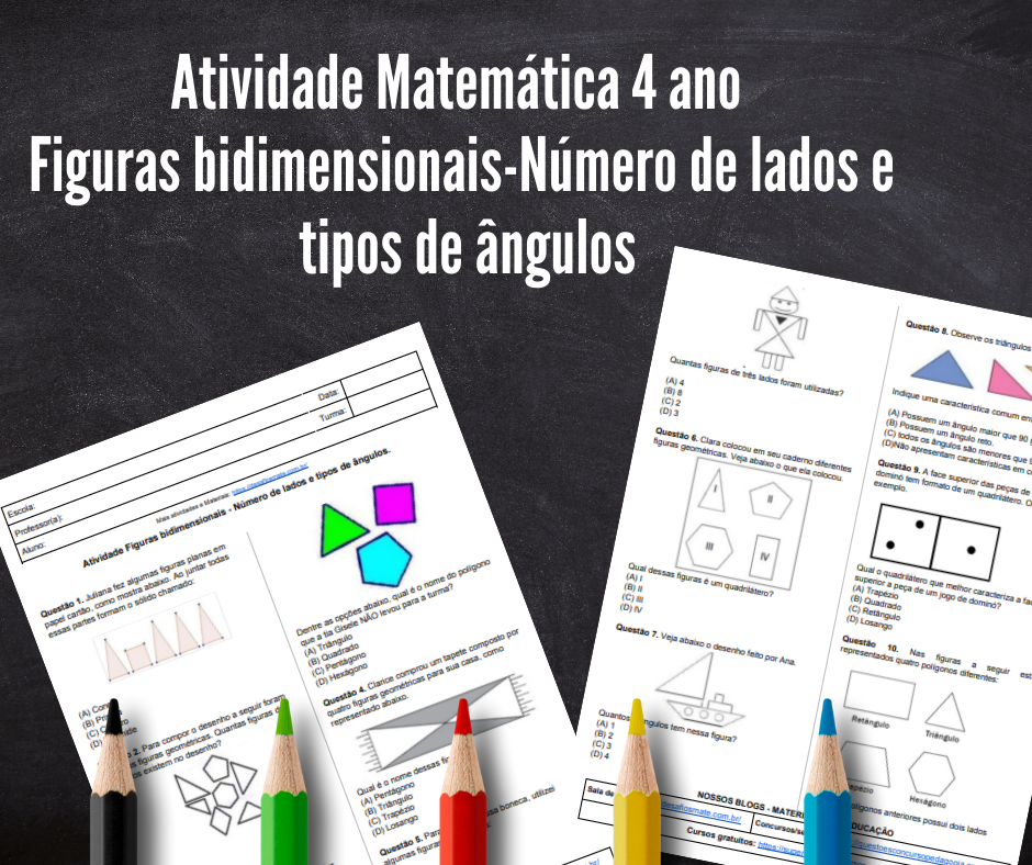 Atividade Matematica 4 ano Figuras bidimensionais Numero de lados e tipos de angulos 1