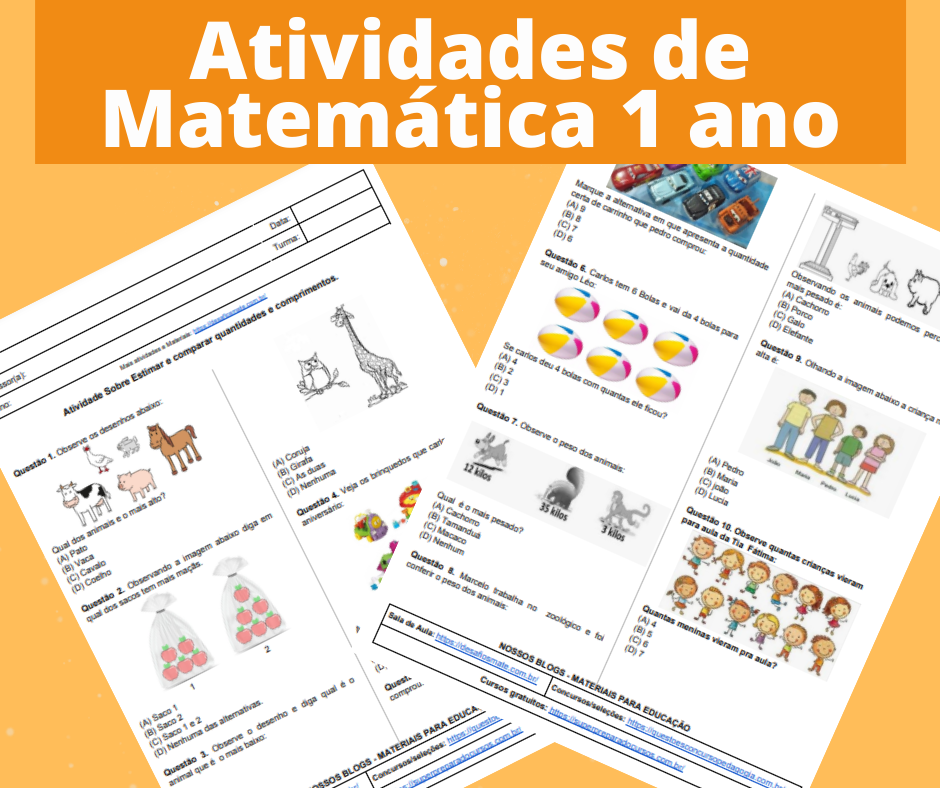 Início - new 64 Atividades de Matematica 1 ano