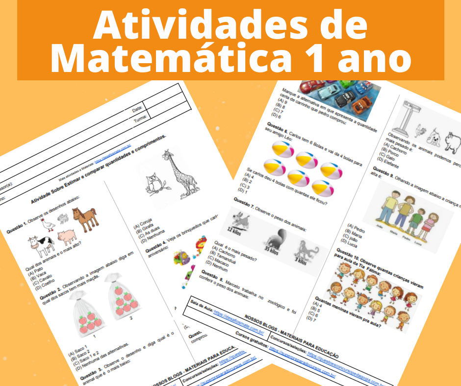 Atividades de Matematica 1 ano