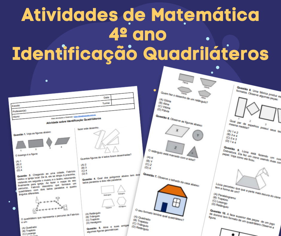 Início - new 38 Atividades de Matematica 4o ano Identificacao Quadrilateros