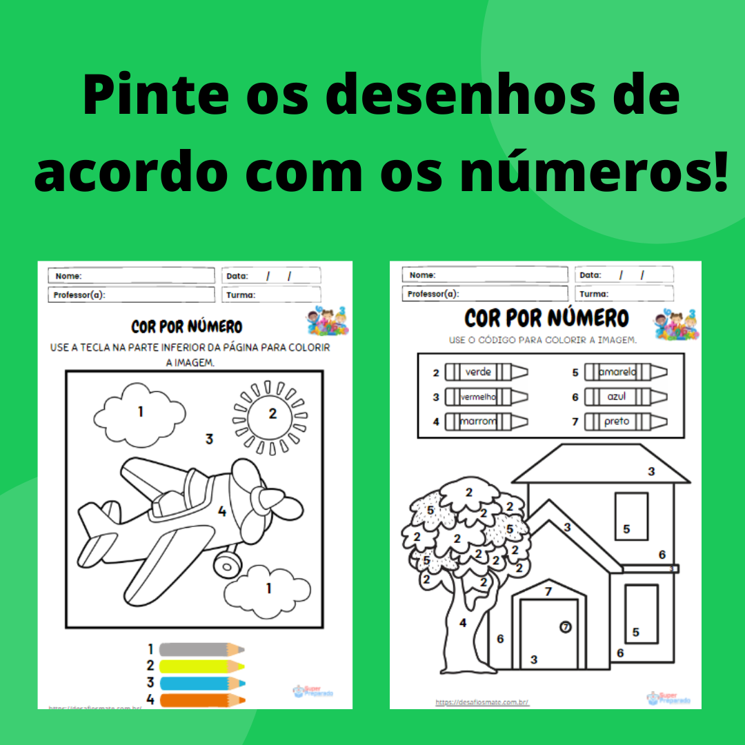 50.Pinte os desenhos de acordo com os numeros