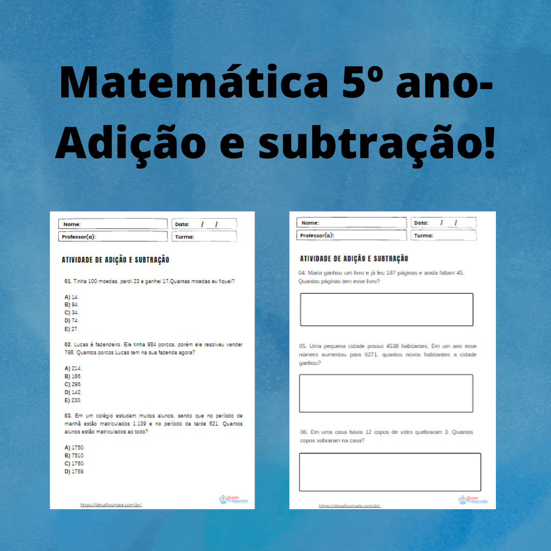 Quinto Ano Planilhas: Livros De Matemática