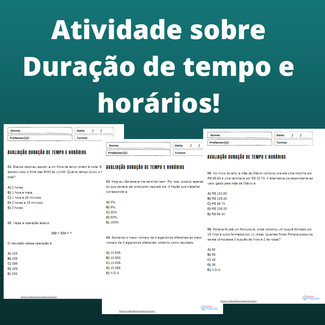 Atividade 08 Duracao de tempo e horarios