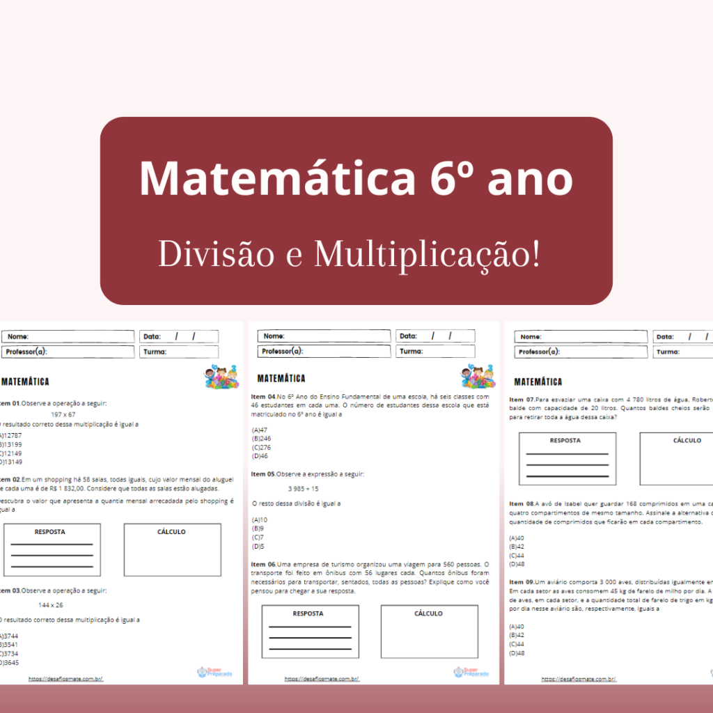 Matematica 6o ano Divisao e Multiplicacao