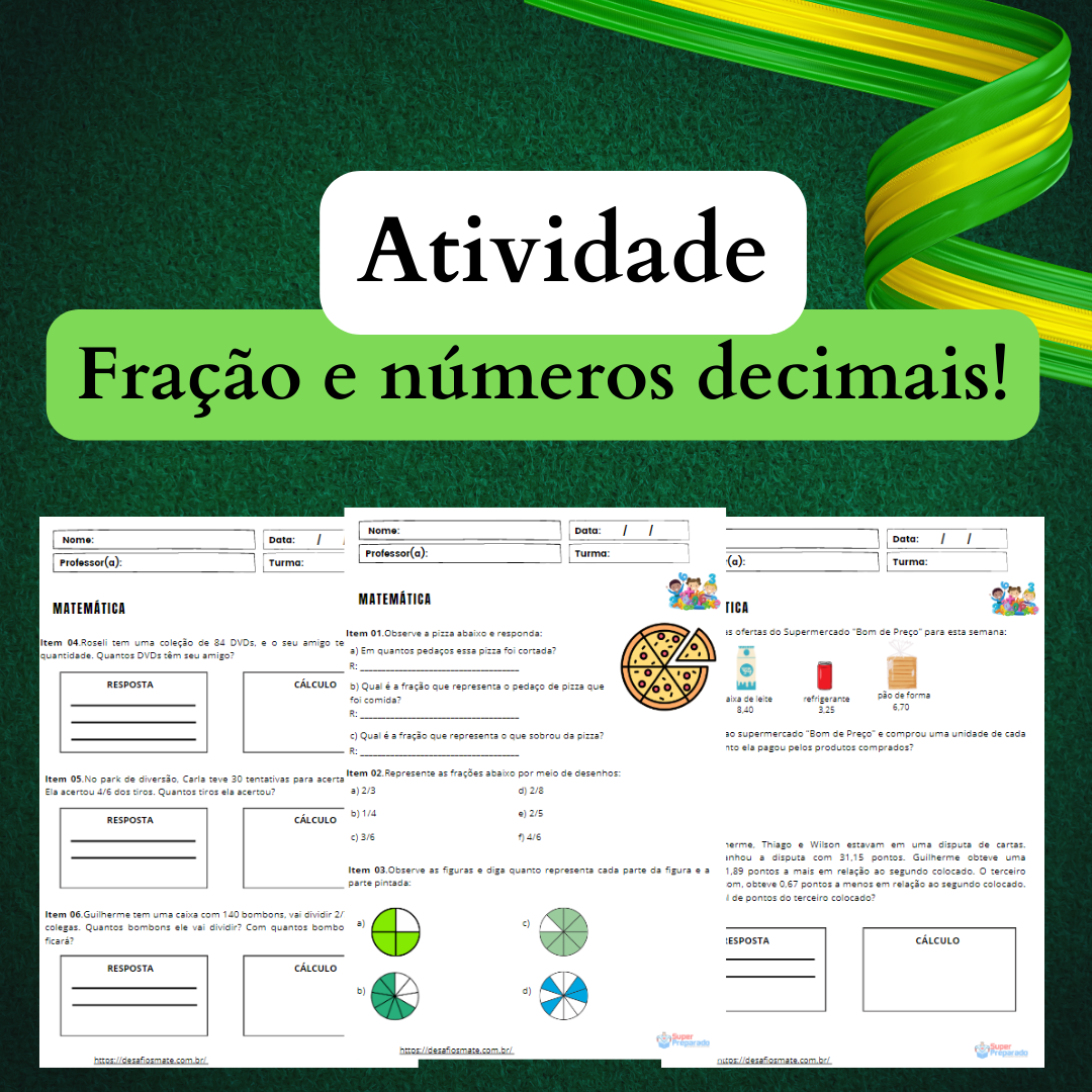 Matematica 6o ano Fracao e numeros decimais