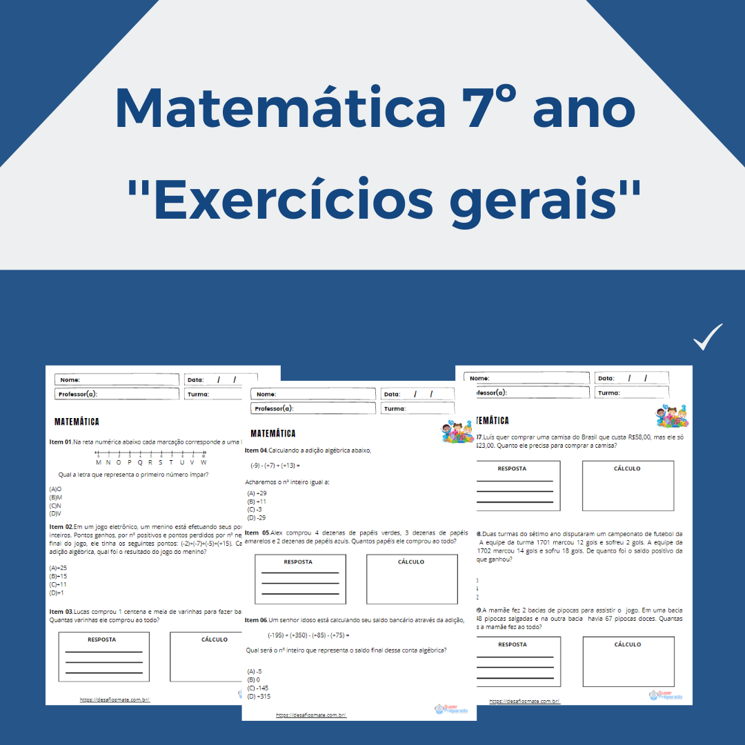 Matematica 7o ano Exercicios gerais