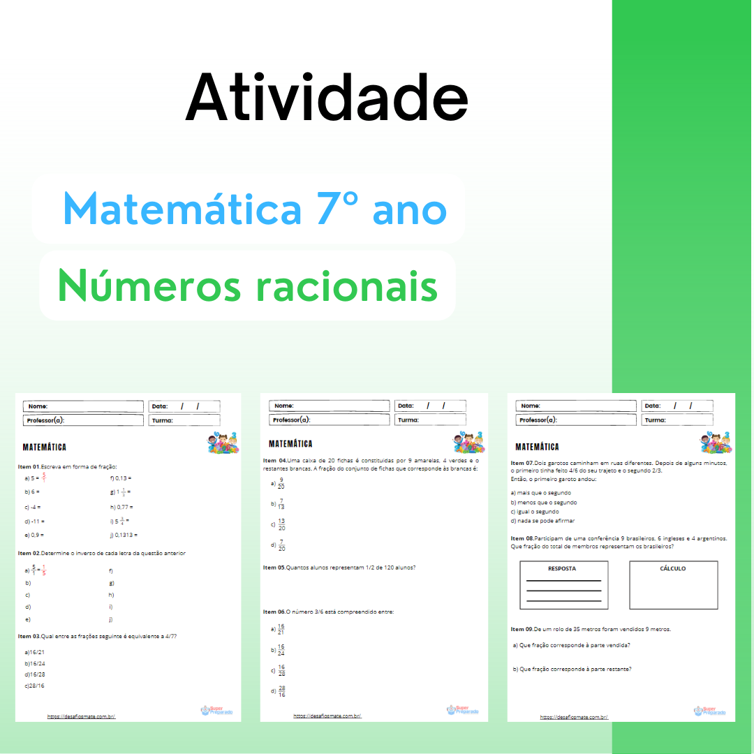 Matematica 7o ano Numeros racionais