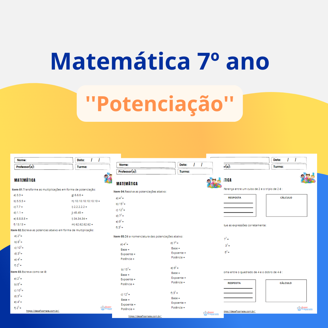 Matematica 7o ano Potenciacao