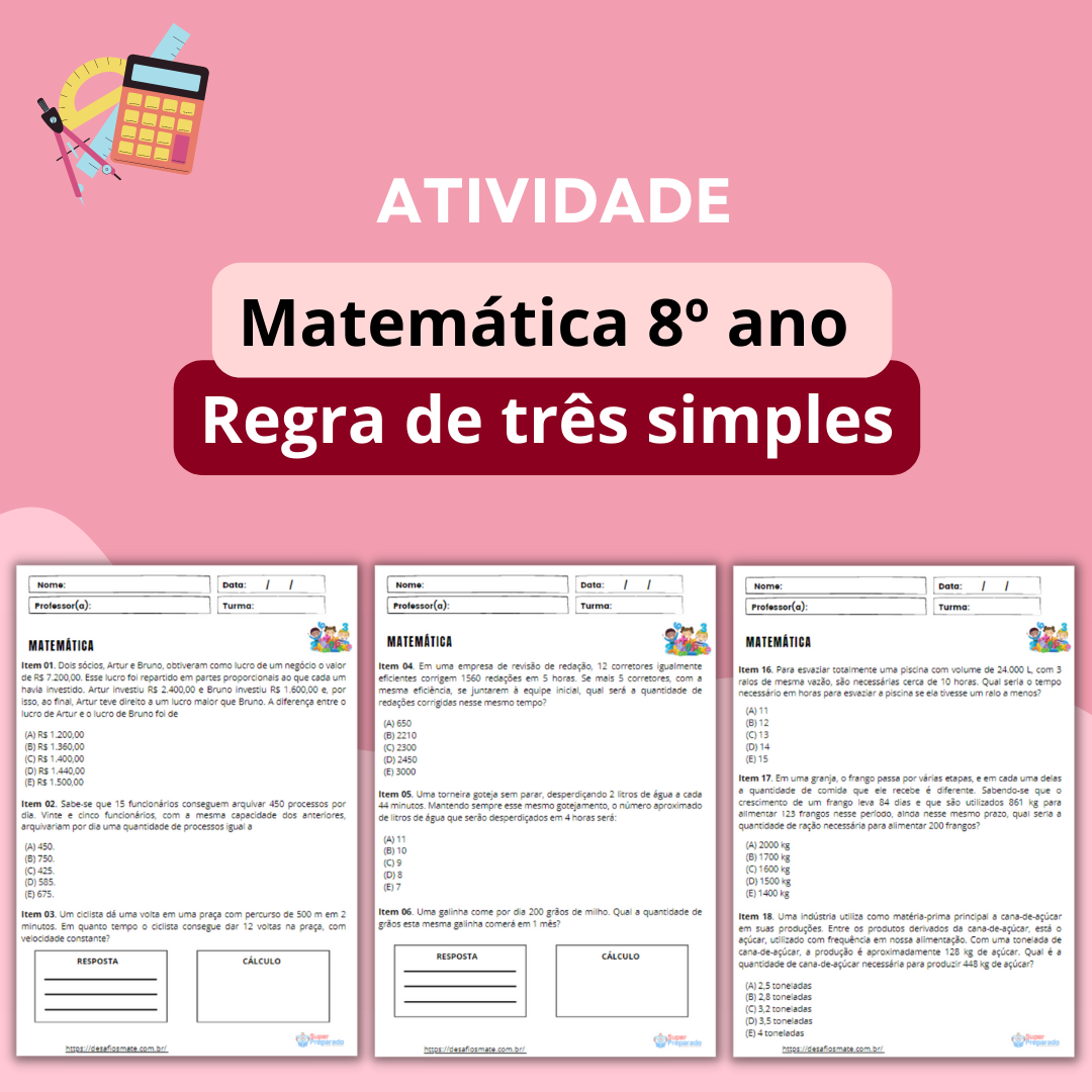 Matematica 8o ano Regra de tres simples