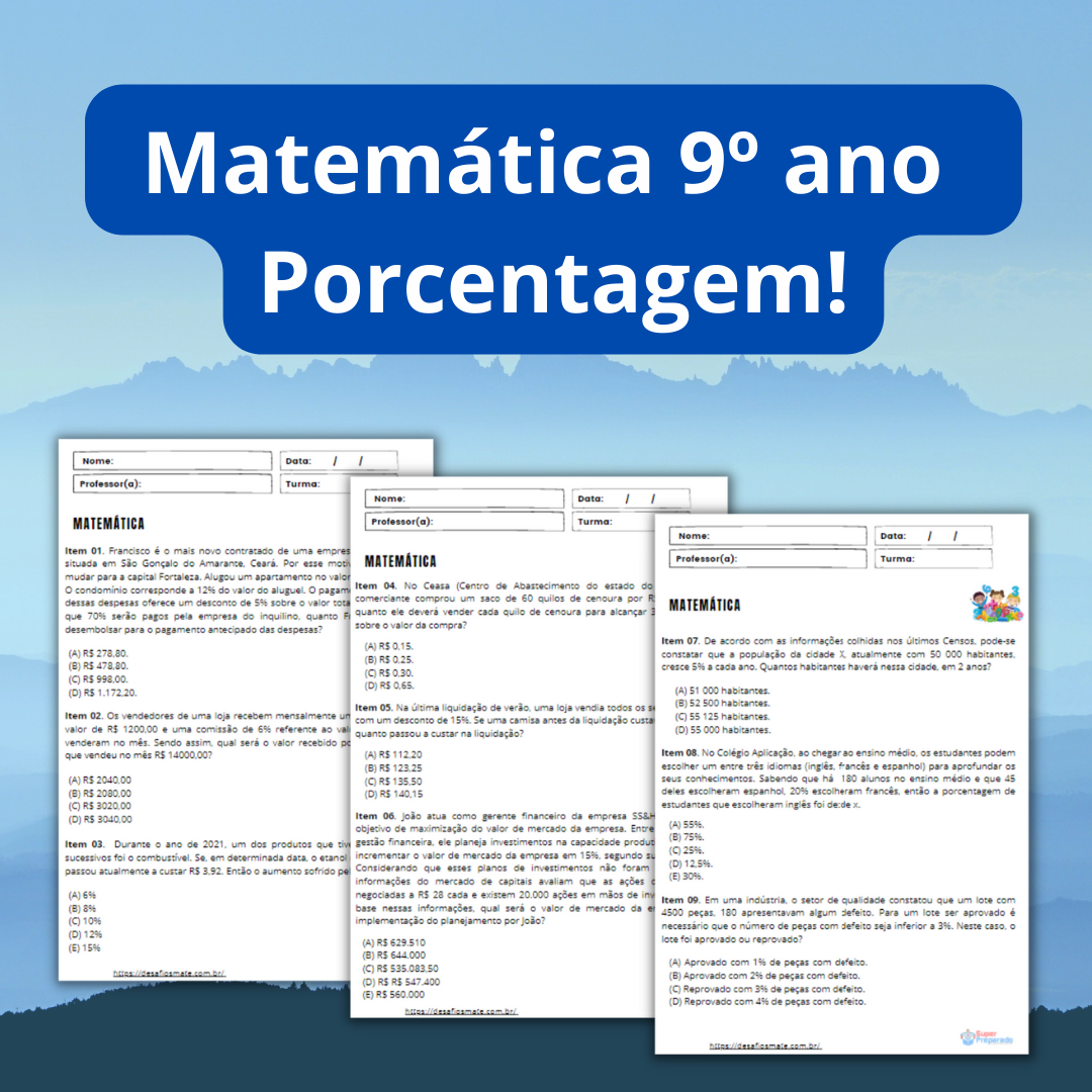 Matematica 9o ano Porcentagem