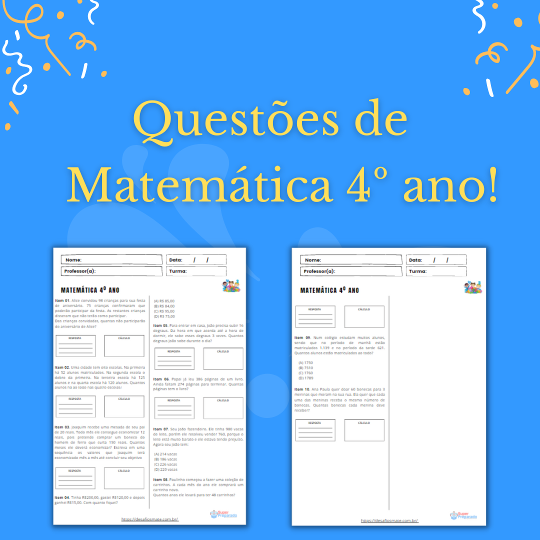 Início - new 35 Questoes de Matematica 4o ano