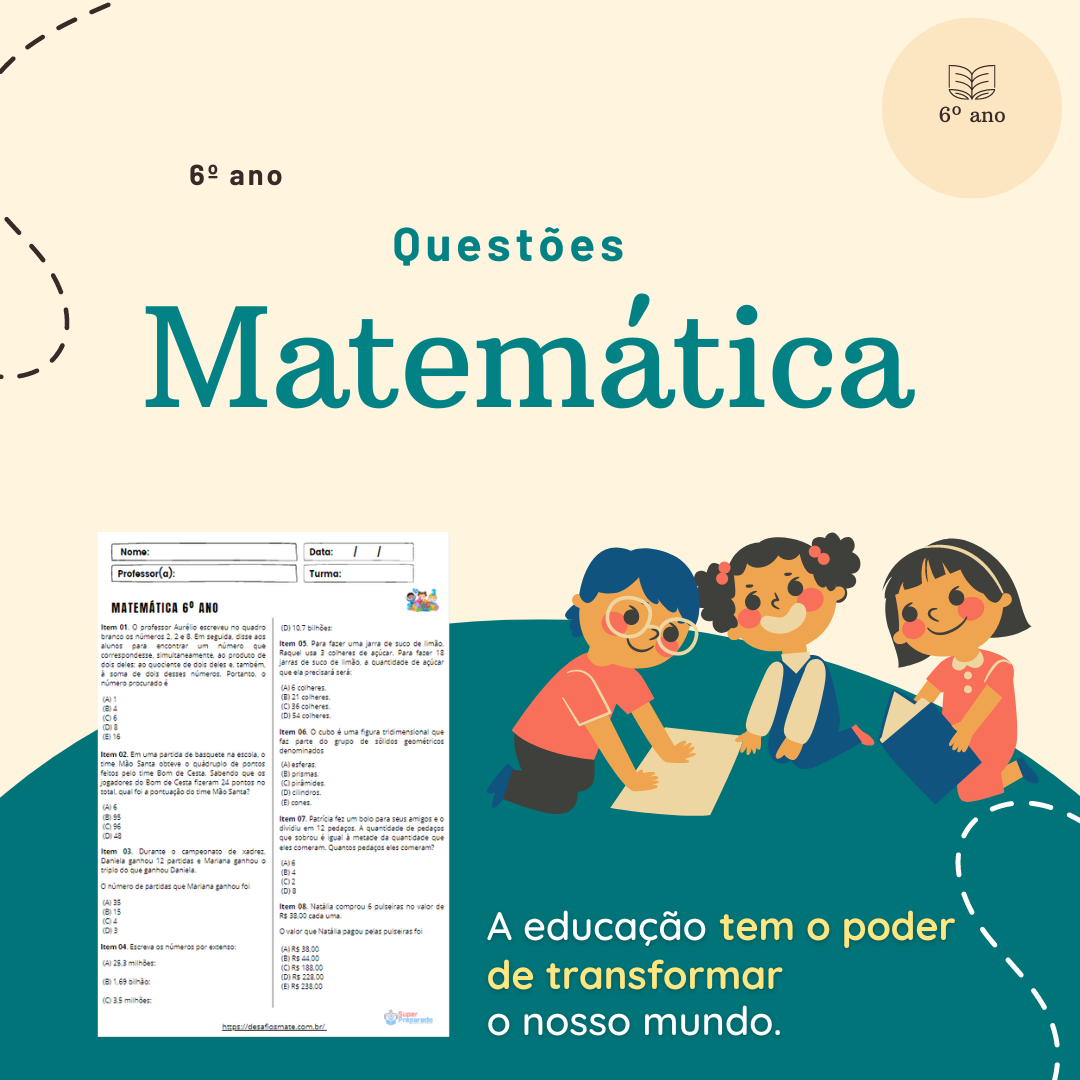 Perguntas de matemática 6ano