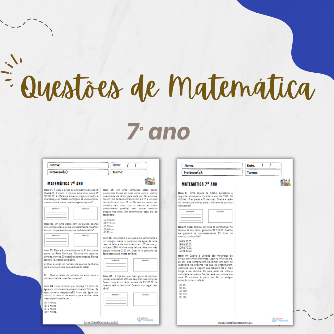 Início - new 23 Questoes de Matematica 7o ano