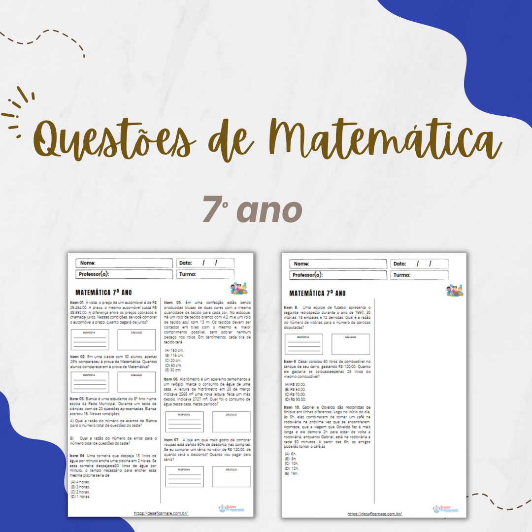 Questoes de Matematica 7o ano