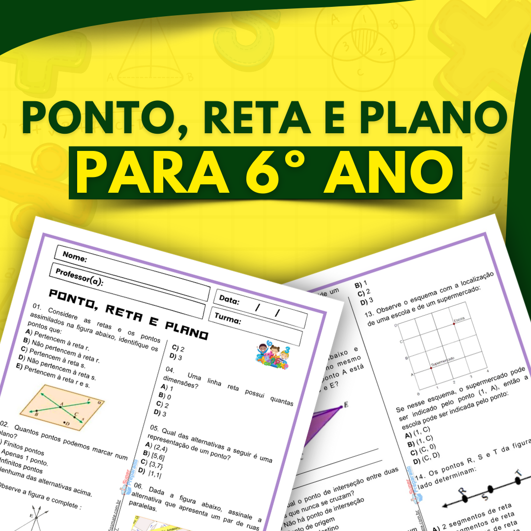 ATIVIDADE PONTO RETA E PALNO PARA 6° ANO